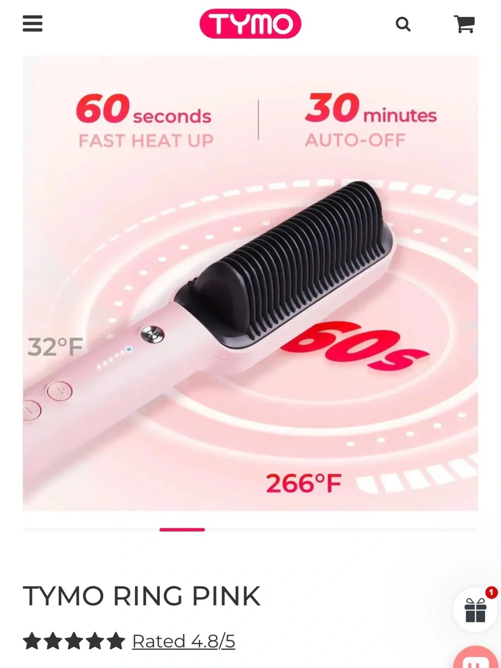Tymo Ring Pink Hair Styling Iron - Pink